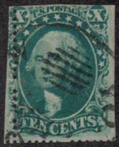 US # 32 SCV $200.00 10c Washington, a nice used stamp, see photo for perfs ot...