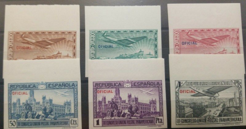 baja.O) 1931 SPAIN, IMPERFORATE, OFICIAL OVERPRINTE, III PAN-AMERICAN POSTAL