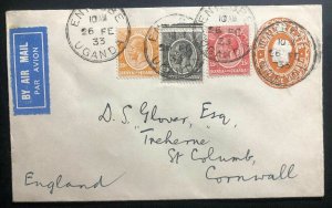 1932 Entebbe Uganda First Regularly Flight Cover FFC To Cornwall England