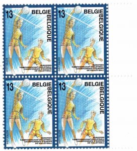 Belgium 1987 Sc 1277 MNH Block of 4 European Volleyball Cup