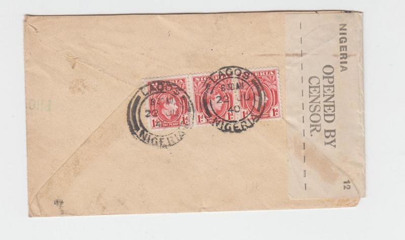 NIGERIA -USA 1940 CENSOR COVER, CENSOR H/S TYP#2 LABEL TYP#2B, 3d RATE(SEE BELOW