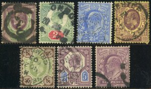 Great Britain 129-135 King Edward VII Postage Stamps United Kingdom 1902-11 Used