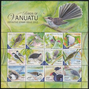 Vanuatu 2012 MNH Sc #1036a Sheet of 12 different Birds of Vanuatu