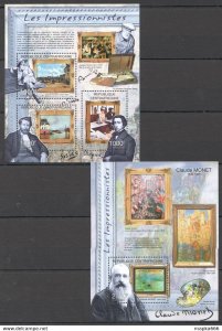 2011 Central Africa Art Impressionnists Claude Monet Bl+Kb ** Stamps Ca1017