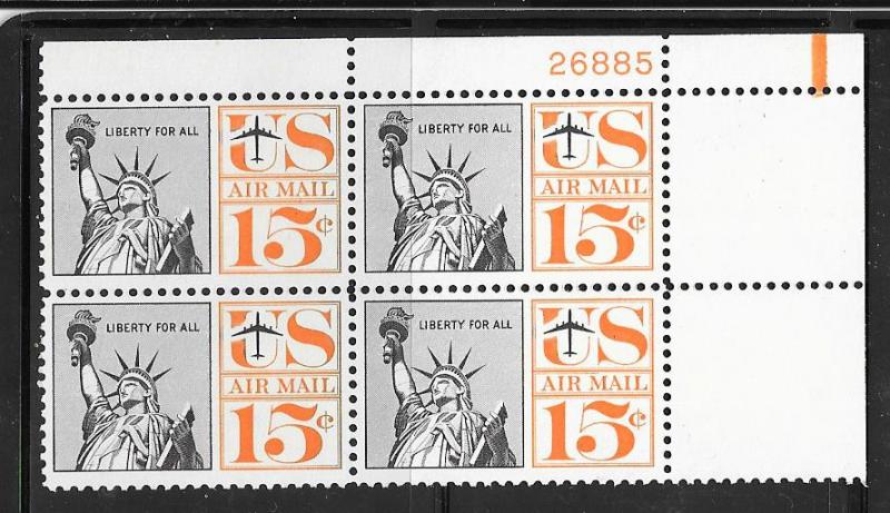 US#C63   15c  Statue of Liberty plate block of 4 (MNH) CV. $1.25