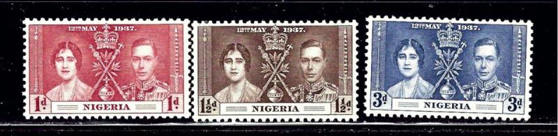 Nigeria 50-52 MNH 1937 KGVI Coronation