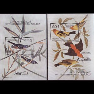 ANGUILLA 1985 - Scott# 617-8 S/S Audubon Birds NH