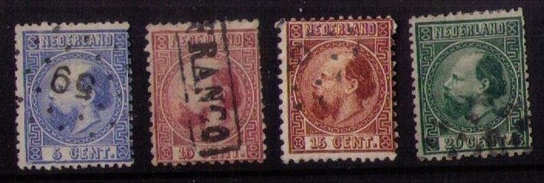 Netherlands (1867) Sc 7-10 Used Nice Cancellations Scott CV $70.00