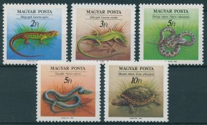Hungary Stamps 1989 MNH Endangered Reptiles Lizards Snakes Vipers Turtles 5v Set