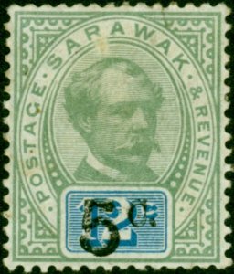 Sarawak 1891 5c on 12c Green & Blue SG25c 'Surcharge Double' Good MM