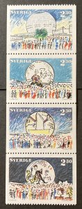 Sweden 1989 #1729-32 BP(1 fold), Globe Arena, MNH.