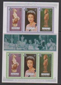 Aitutaki 1978 Coronation Mini Sheet and Stamp Set MNH