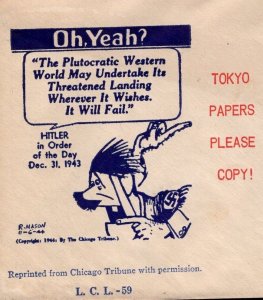 USA Patriotic WWII Hitler ONLY 100 Made LESS Tokyo Ovt Waltham MA 1945 Cover 2b