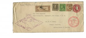 C14 Graf Zeppelin on JUN 2 1930 Uprated Cover to Orange VA w/Enclosure (922 f)