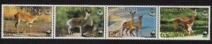 Swaziland WWF Klipspringer and Oribi Strip of 4v 2001 MNH SC#698-701