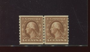 Scott #395 Washington Mint Coil Line Pair of 2 Stamps (Stock 395-A1)