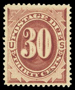 Scott J20 1884 30c Red Brown Postage Due Issue Mint F-VF OG H Cat $200