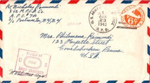 United States A.P.O.'s 6c Monoplane Air Envelope 1943 U.S. Army Postal Servic...