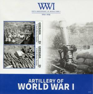 Grenada Stamps 2014 MNH WWI WW1 First World War Artillery Mortar Bombs 2v S/S