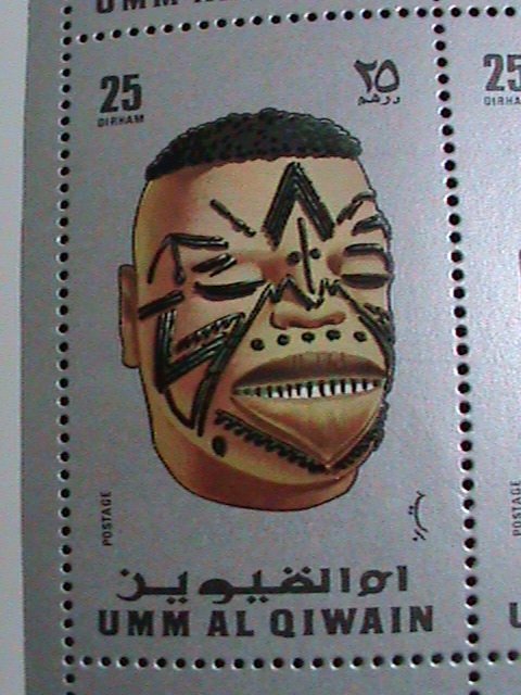 ​UMM AL QIWAIN STAMP- AFRICA FAMOUS MASKS LARGE MNH BLOCK OF 4 SET VF