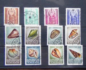 Togo 1959 Postage Dues values to 10F 1964-65 Shells Postage Dues set Complete U 