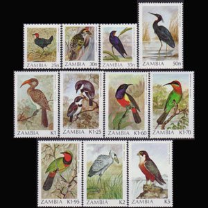 ZAMBIA 1987 - Scott# 377-87 Birds Set of 11 NH