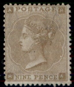 GREAT BRITAIN #40d, 9p bistre, unused no gum, creased, Fine, rare stamp APS cert