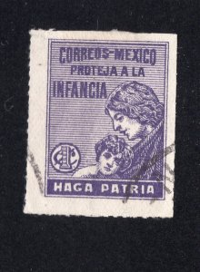 Mexico 1929 1c violet Postal Tax, Scott RA8 used, value = 25c