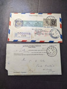 1931 East Africa and Uganda Airmail Cover Dodoma to Mbeya with Certificate