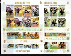 Chad 2000 MNH Sc 870-881 TWELVE sheets of 8 stamps IMPERFORATE