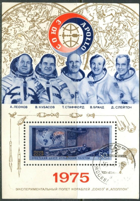 RUSSIA Sc#4342 1975 Apollo-Soyuz Space Mission Souvenir Sheet Used CTO