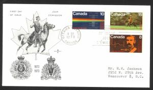 Canada Sc# 612-614 Ottawa CXL Rose Craft FDC combo (d) 1973 03.09 RCMP Centenary