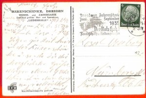 aa3205 - GERMANY - POSTAL HISTORY - POSTMARK on POSTCARD 1935 Birds ROOSTER Fire