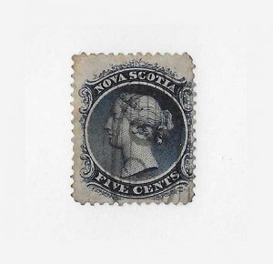 Nova Scotia Sc #10 5c blue used with  a  '5c'  cancel FVF