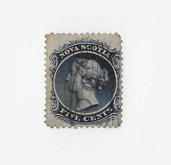 Nova Scotia Sc #10 5c blue used with  a  '5c'  cancel FVF