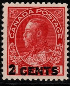 CANADA SG264 1926 2c on 3c CARMINE MTD MINT