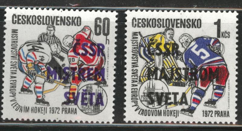 Czechoslovakia Scott 1845-46 MNH** Hockey opt set CV$16