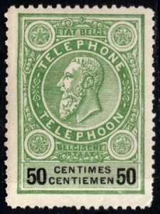 1892 Belgium Revenue 50 Centimes King Leopold II Telephone Stamp MNH