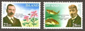 Iceland Scott 682-83 UVLH - 1989 Centenary of Natural History Society- SCV $1.75