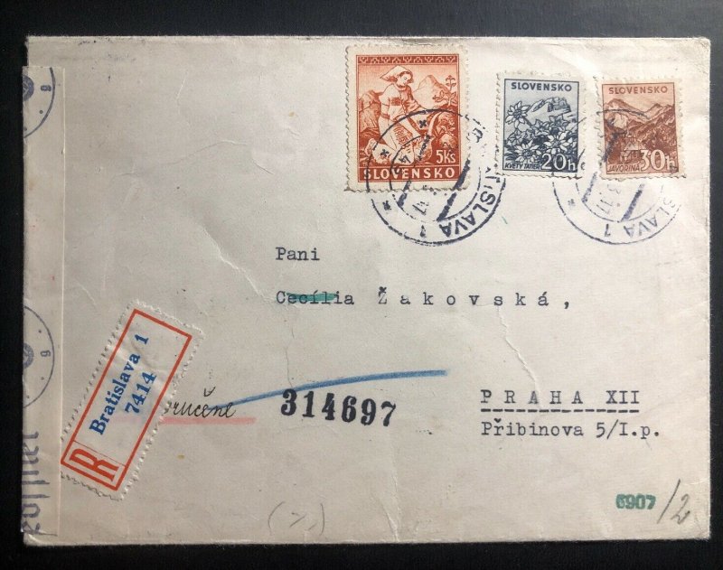 1943 Bratislava Slovakia Censored Chemical Test Cover to Prague Bohemia Moravia