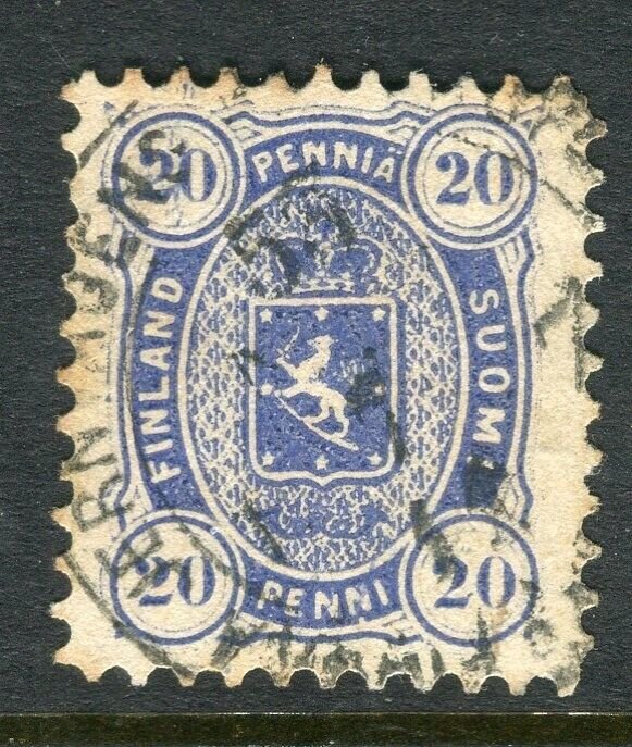 FINLAND; 1875-81 classic Helsingfors print issue fine used Shade of 20p.