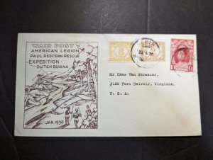 1930 Suriname Cover to Belvoir VA USA Waid Post American Redfern Rescue