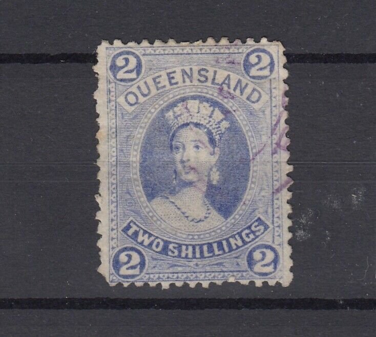 Queensland QV 1882 2/- Blue Chalon SG152 VFU JK4731