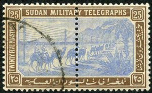 Sudan SGT17 1898 25p Blue and Brown Telegraph used whole Stamp