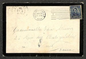 USA #304 STAMP NEW ORLEANS LOUISIANA TO PARIS FRANCE MOURNING COVER 1904