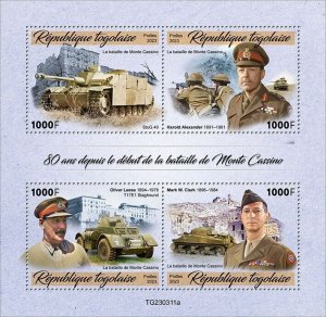 2024 05 - TOGO - WWII BATTLE OF MONTE CASSINO 80TH   4V   complet set    MNH **