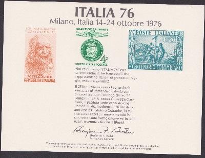 US SC52 ITALIA 76 Souvenir Card