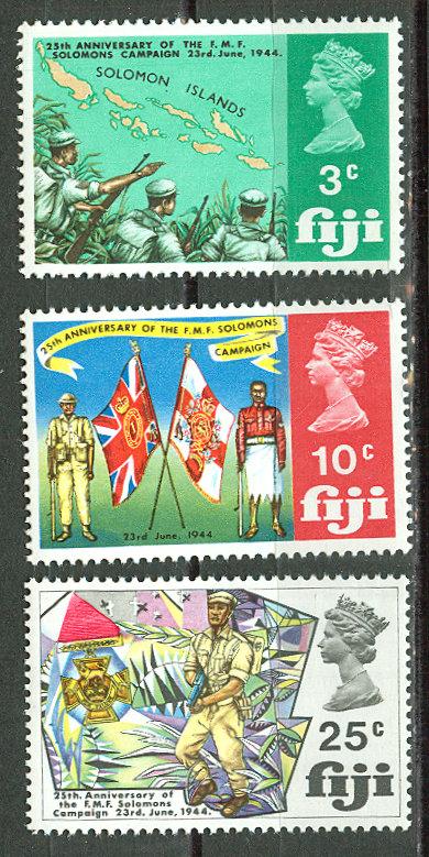 Fiji # 277-79  Solomon Islands Campaign (3)  Mint NH