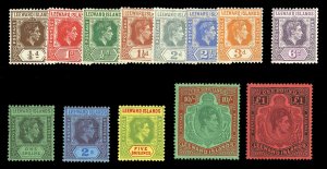 Leeward Islands #103-115 Cat$210, 198-51 George VI, complete set, hinged