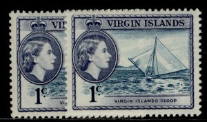 BRITISH VIRGIN ISLANDS QEII SG150 + 150a, 1c SHADE VARIETIES, LH MINT. Cat £24.